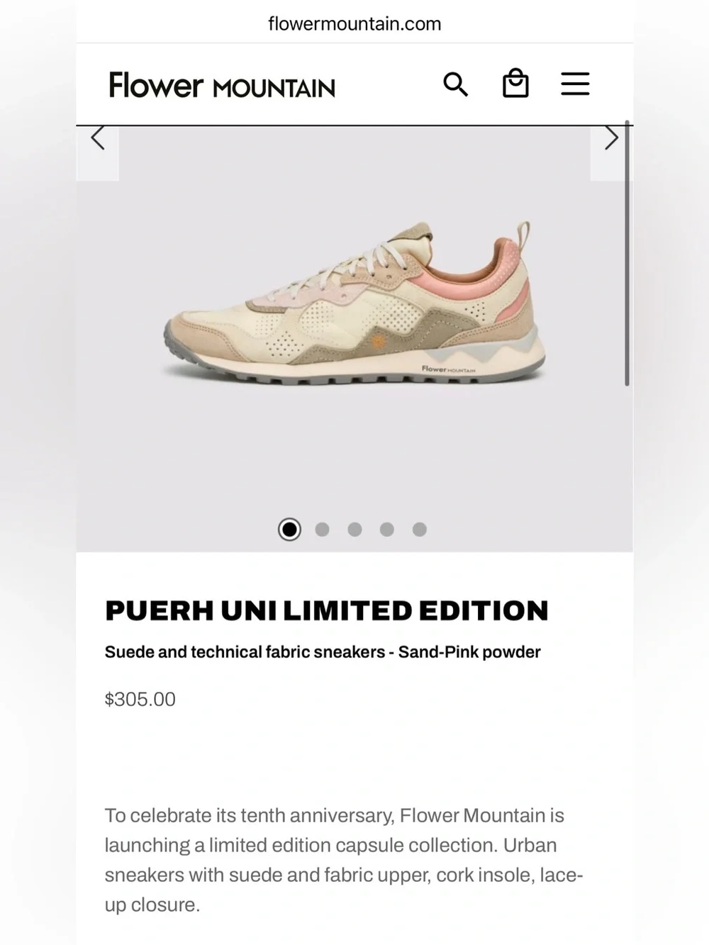 NWT Flower Mountain PUERH UNI LIMITED EDITION Suede technical fabric sneakers - Picture 2 of 15